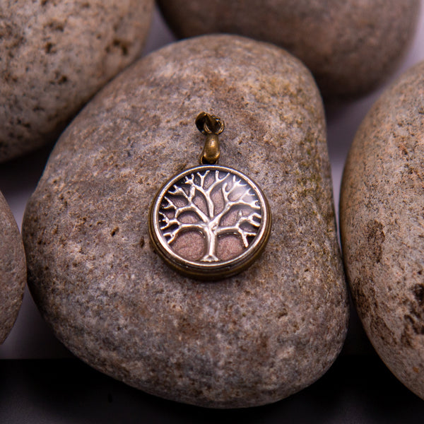 Handcrafted Bespoke Tree of Life (small) Pendant; set in bronze effect metal bezel.| Jabbawocky Crafts (jabbawockycrafts.co.uk)