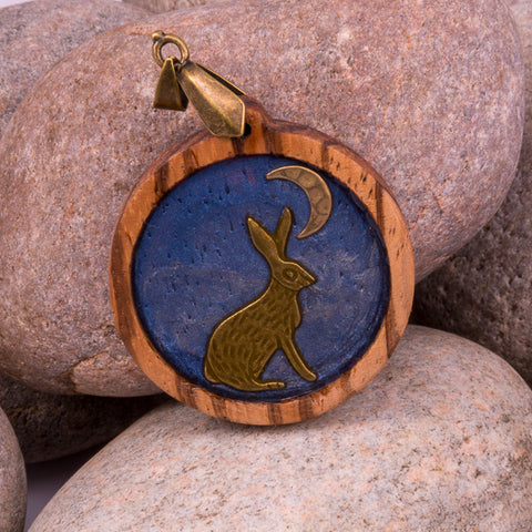 Moon Gazing Hare Pendant (#1215)